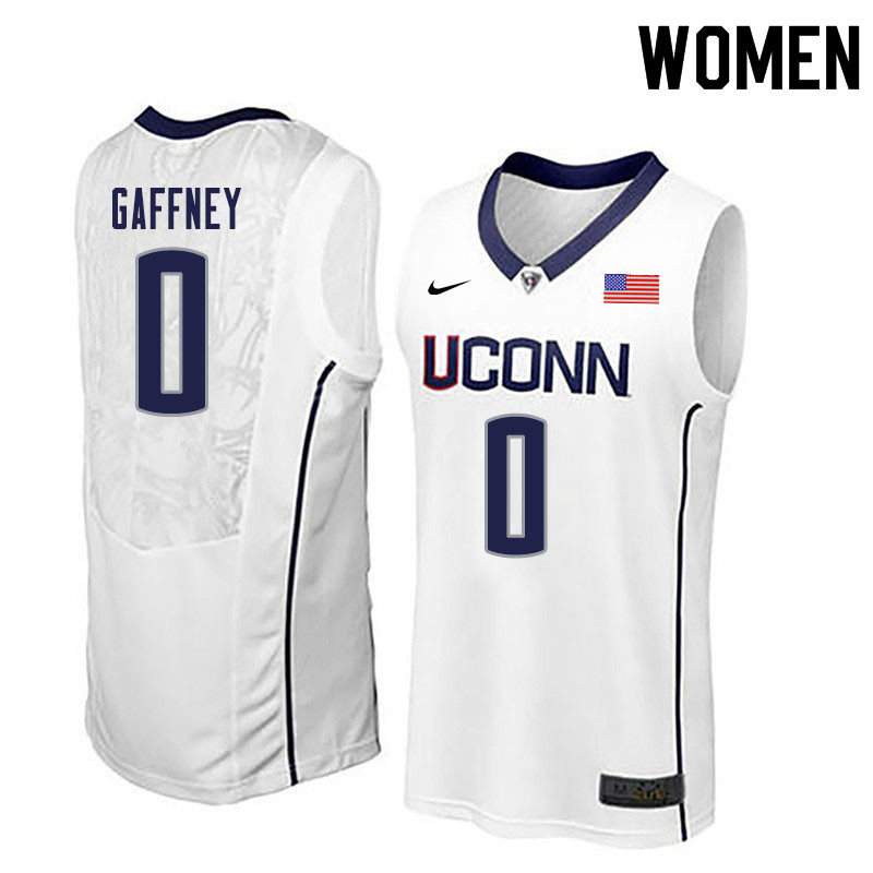 Women #0 Jalen Gaffney Uconn Huskies College Basketball Jerseys Sale-White - Click Image to Close
